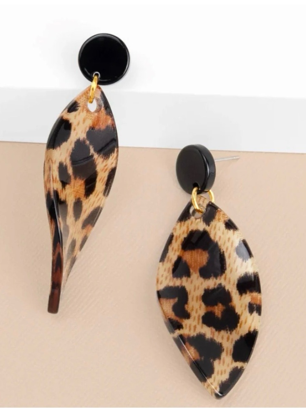 ZENZII - Leopard Print Marquise Shaped Earrings